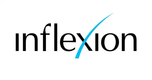 Inflexion logo in black lowercase text with a cyan curved accent on a white background.